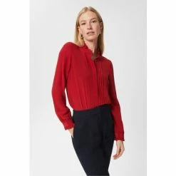 Hobbs Red Gracie Frill Blouse