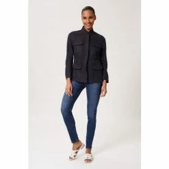 Hobbs Blue Linen Blend Nessa Jacket