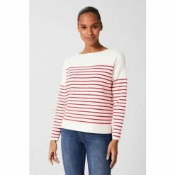 Hobbs White Petra Striped Jumper