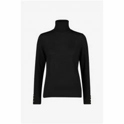 Hobbs Lara Black Merino Roll Neck Jumper