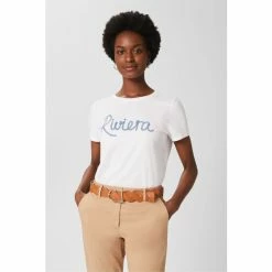 Hobbs Blue Amie Slogan T-Shirt