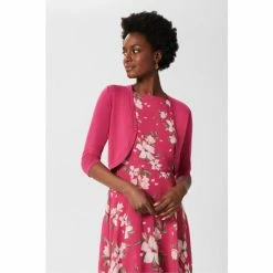 Hobbs Womens Pink Carrie Bolero Cardigans