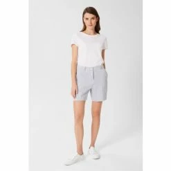 Hobbs Womens Blue Maeve Linen Short Trousers