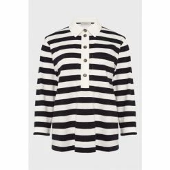 Hobbs Lillie White Striped Polo Shirt -Hobbs Sales unnamed file 2971