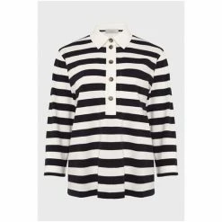 Hobbs Lillie White Striped Polo Shirt -Hobbs Sales unnamed file 2972