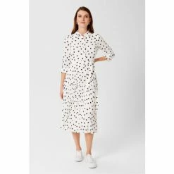 Hobbs Leona Spot White Midi Dress