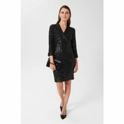 Hobbs Carys Sequin Black Dress