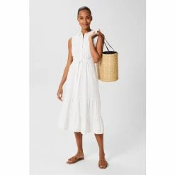 Hobbs Cream Esme Broderie Dress