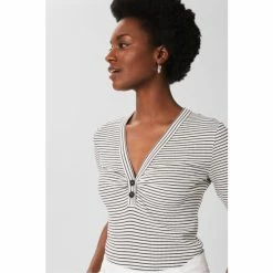 Hobbs Blue Henley Ribbed Top -Hobbs Sales unnamed file 924