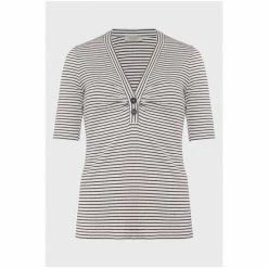 Hobbs Blue Henley Ribbed Top -Hobbs Sales unnamed file 926
