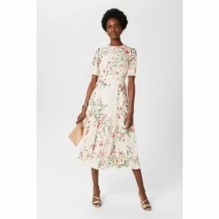 Hobbs Cream Gianna Silk Dress